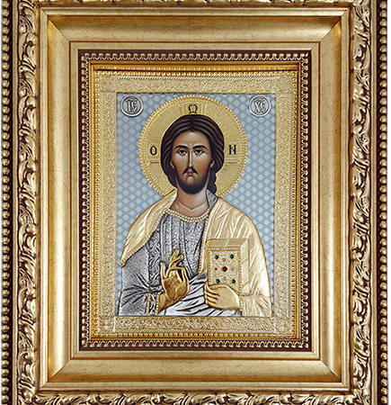 Икона Господа Исуса Христа окована у металу